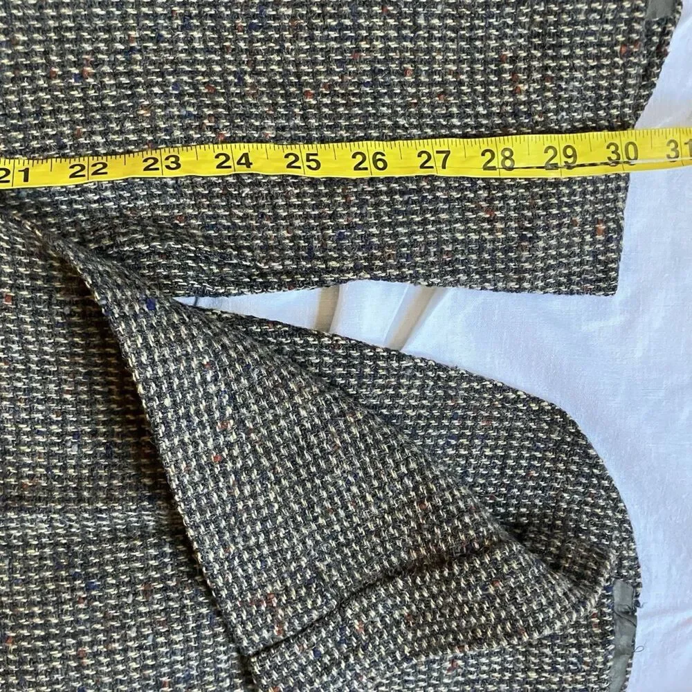 Stanley Blacker Vintage Tweed Wool Sport Coat Gray Fleck Check 42 44 USA Preppy